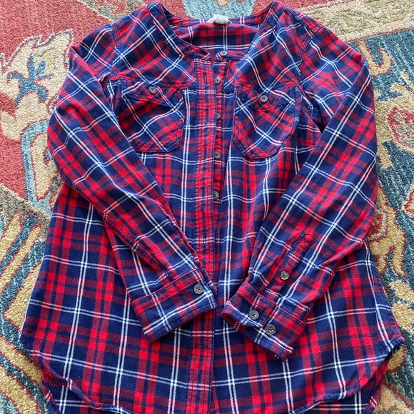 Duluth Trading Flannel Buttondown Collarless - Picture 1 of 2
